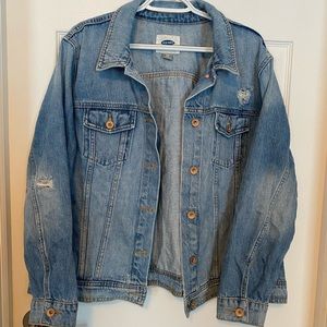 Distressed denim jacket
